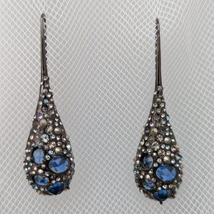 Alexis Bittar Large Blue Multi Crystal Teardrop Threader Earrings